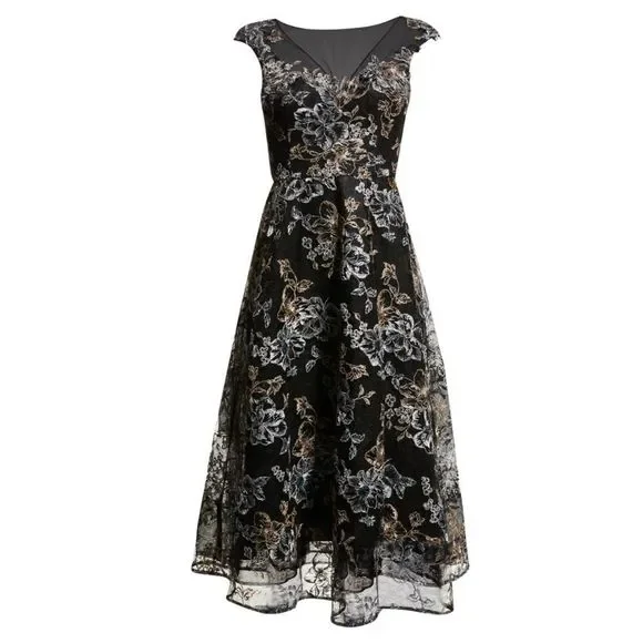 teri jon embroidered tulle dress Teri Jon Dress 237016 main image 0